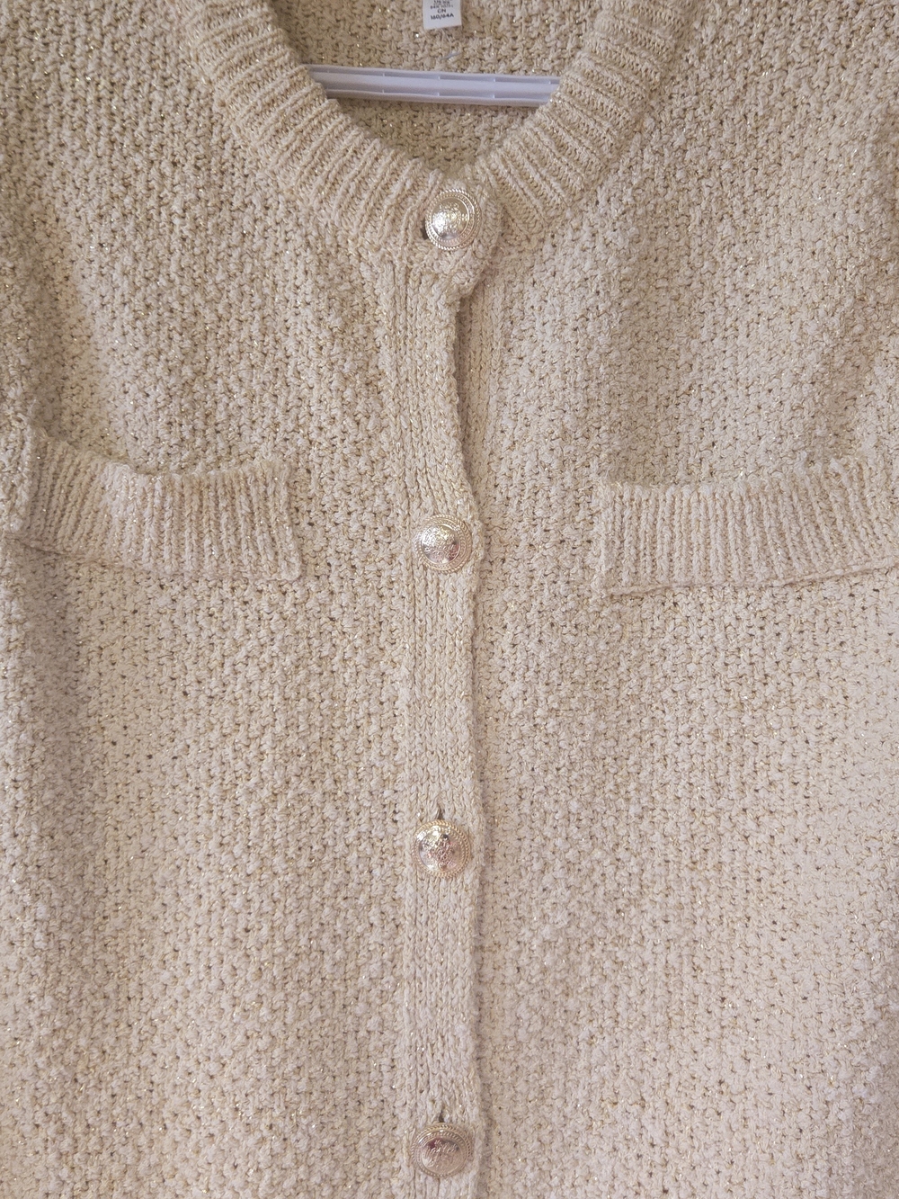 H&M Cream Bouclé Knit Cardigan with Gold Buttons
